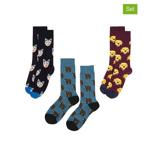 Happy Socks Skarpety (3 pary) w kolorze fioletowo-niebiesko-czarnym Happy Socks 41-46 promocyjna cena Limango Polska