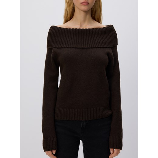 Reserved - Sweter z wykładanym golfem - brązowy ze sklepu Reserved w kategorii Swetry damskie - zdjęcie 186821391