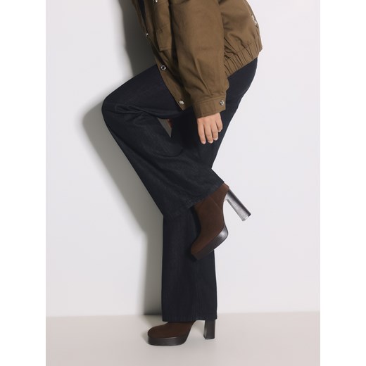 Reserved - Skórzane botki na obcasie - brązowy ze sklepu Reserved w kategorii Botki - zdjęcie 186821540