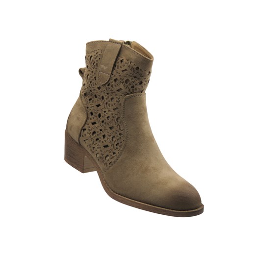Botki damskie ażurowe beżowe Potocki 25-12747 ze sklepu ulubioneobuwie w kategorii Botki - zdjęcie 186821624
