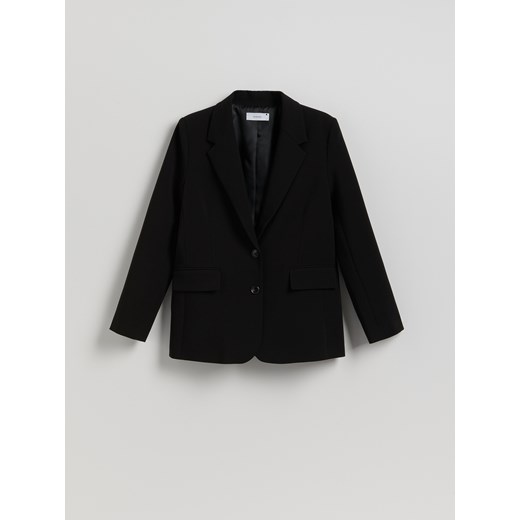 Reserved - Jednorzędowa marynarka z wiskozą - czarny ze sklepu Reserved w kategorii Marynarki damskie - zdjęcie 186824904