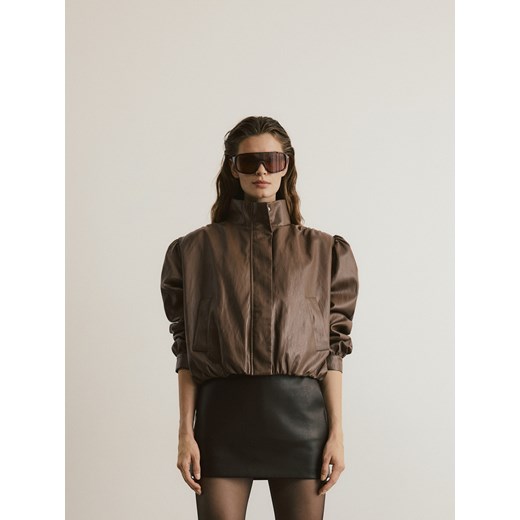 Reserved - Krótka kurtka ze stójką - brązowy ze sklepu Reserved w kategorii Kurtki damskie - zdjęcie 186825103