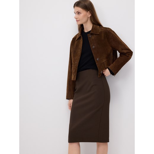 Reserved - Spódnica midi z rozcięciem - ciemnobrązowy ze sklepu Reserved w kategorii Spódnice - zdjęcie 186825224