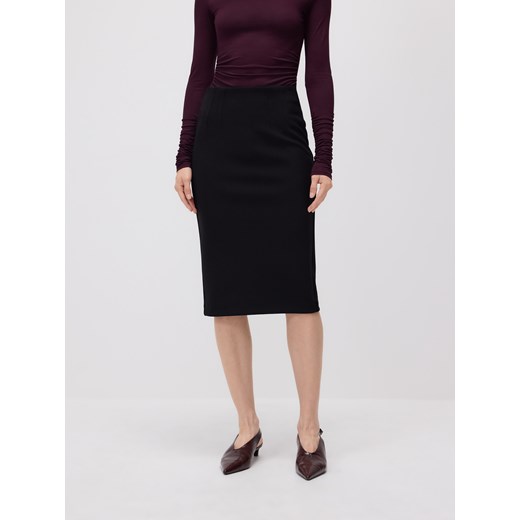 Reserved - Spódnica midi z rozcięciem - czarny ze sklepu Reserved w kategorii Spódnice - zdjęcie 186825232