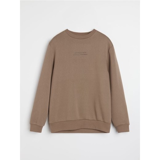 Sinsay - Bluza crewneck z napisem - brązowy - id: 5035O-84X - marki Sinsay - 186825733 Sinsay - Bluza crewneck z napisem - brązowy ze sklepu Sinsay w kategorii Bluzy męskie - zdjęcie 186825733