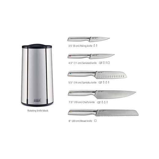 JosephJoseph 5-częściowy zestaw noży w kolorze srebrnym - 35 cm Josephjoseph onesize okazja Limango Polska