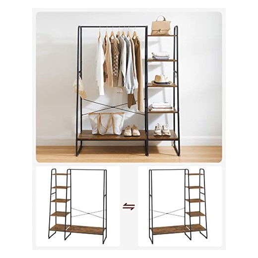 Songmics Garderoba stojąca w kolorze brązowo-czarnym - 120 x 160 x 45 cm Songmics onesize wyprzedaż Limango Polska