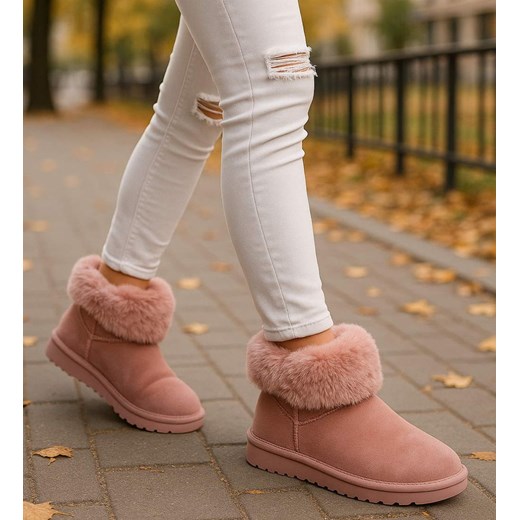 Różowe kozaki śniegowce z futerkiem /E5-2 18357 T195/ ze sklepu Pantofelek24.pl w kategorii Buty zimowe dziecięce - zdjęcie 187043980