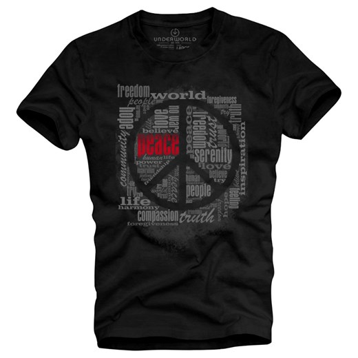 T-shirt męski UNDERWORLD Peace czarny ze sklepu morillo w kategorii T-shirty męskie - zdjęcie 187045120