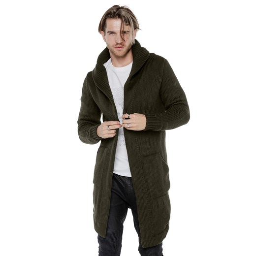 Kardigan asymetryczny UNDERWORLD z kapturem zielony ze sklepu morillo w kategorii Swetry męskie - zdjęcie 187047043