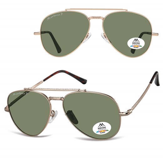 Okulary przeciwsłoneczne z polaryzacją pilotki MP185 złoty/zielony ze sklepu Stylion w kategorii Okulary przeciwsłoneczne męskie - zdjęcie 187047823