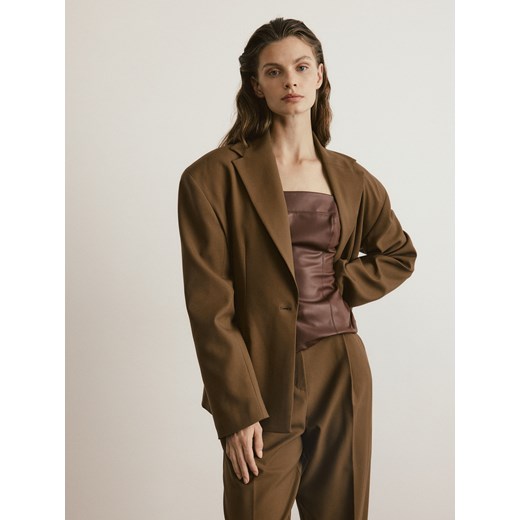 Reserved - Top z imitacji skóry - brązowy ze sklepu Reserved w kategorii Bluzki damskie - zdjęcie 187048460