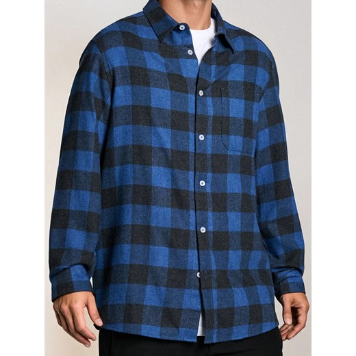 Sinsay - Bawełniana koszula w kratę - niebieski Sinsay XL Sinsay