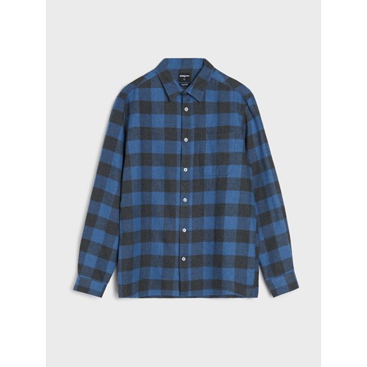 Sinsay - Bawełniana koszula w kratę - niebieski Sinsay S Sinsay