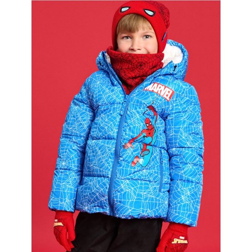 Sinsay - Kurtka puffer z nadrukiem Spiderman - niebieski ze sklepu Sinsay w kategorii Kurtki chłopięce - zdjęcie 187049154