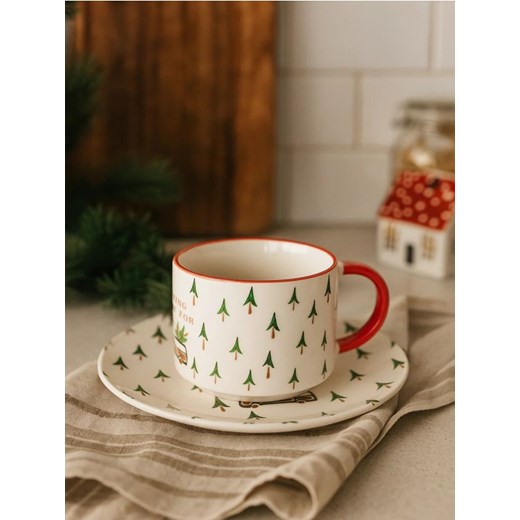 Sinsay - Kubek i talerzyk w motywie świątecznym - wielobarwny - id: 407GI-MLC - marki Sinsay - 187049184 Sinsay - Kubek i talerzyk w motywie świątecznym - wielobarwny ze sklepu Sinsay w kategorii Kubki - zdjęcie 187049184