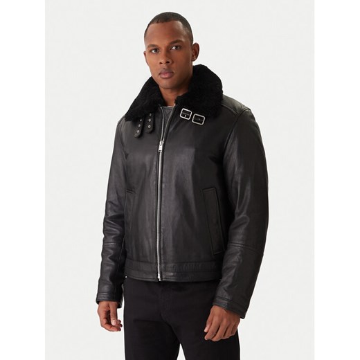 BOSS Kurtka skórzana H-Mupablo 50540917 Czarny Regular Fit ze sklepu MODIVO w kategorii Kurtki męskie - zdjęcie 187051801