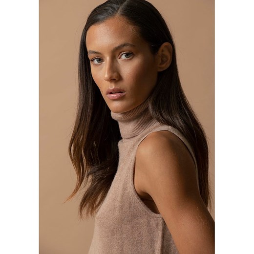 Perfect Cashmere Kaszmirowy top w kolorze karmelowym Perfect Cashmere M okazyjna cena Limango Polska