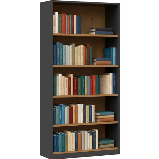 Otwarty regał na książki antracyt + dąb artisan N3-M09 ze sklepu Edinos.pl w kategorii Regały i witryny - zdjęcie 187057514