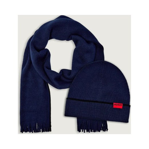 HUGO Szal + czapka Zaschel | z dodatkiem wełny ze sklepu Gomez Fashion Store w kategorii Czapki zimowe męskie - zdjęcie 187057830
