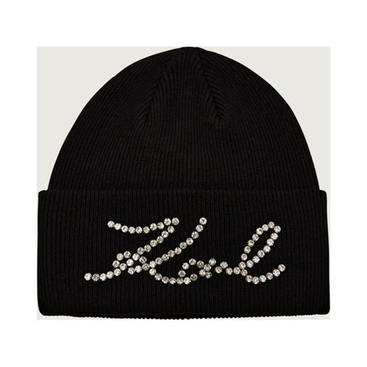 Karl Lagerfeld Czapka k/signature | z dodatkiem wełny i kaszmiru - id: KL255W000163087 - marki Karl Lagerfeld - 187057950 Karl Lagerfeld Czapka k/signature | z dodatkiem wełny i kaszmiru ze sklepu Gomez Fashion Store w kategorii Czapki zimowe damskie - zdjęcie 187057950