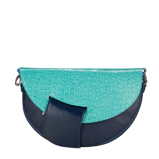 granatowa skórzana torebka damska  na ramię Moon ze sklepu Słoń Torbalski w kategorii Listonoszki - zdjęcie 187188312