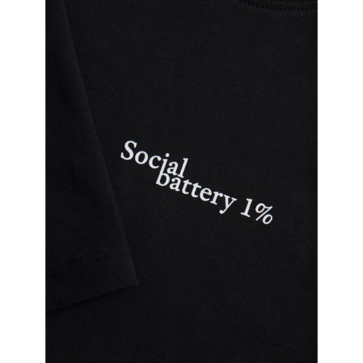 Reserved - T-shirt regular fit z nadrukiem - czarny Reserved L Reserved