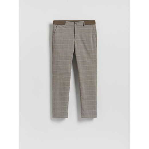 Reserved - Spodnie chino slim w kratę - beżowy - id: RH028-80P - marki Reserved - 187189494 Reserved - Spodnie chino slim w kratę - beżowy ze sklepu Reserved w kategorii Spodnie męskie - zdjęcie 187189494