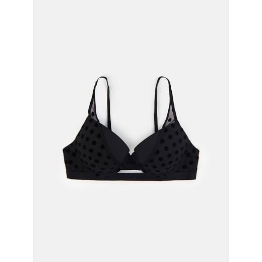 Sinsay - Biustonosz push-up w grochy - czarny Sinsay 65C Sinsay