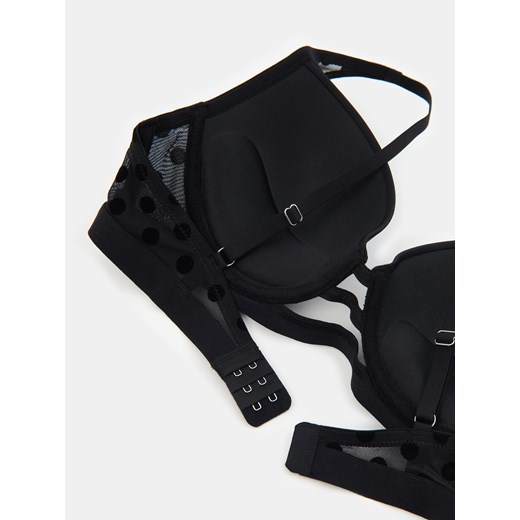 Sinsay - Biustonosz push-up w grochy - czarny Sinsay 65C Sinsay