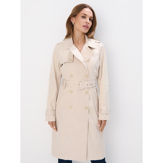 Mohito - Długi kremowy trencz - kremowy ze sklepu Mohito w kategorii Płaszcze damskie - zdjęcie 187191151