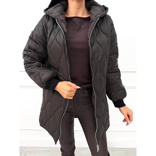 Czekoladowa Pikowana Kurtka z Kapturem Modnakiecka.pl 46 ModnaKiecka.pl