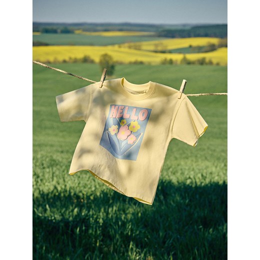 Reserved - T-shirt z nadrukiem - jasnożółty Reserved 134/140 (8-9 lat) wyprzedaż Reserved