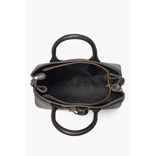 Estro: Mała ciemnobrązowa torebka damska typu kuferek z włoskiej skóry Estro One Size Estro