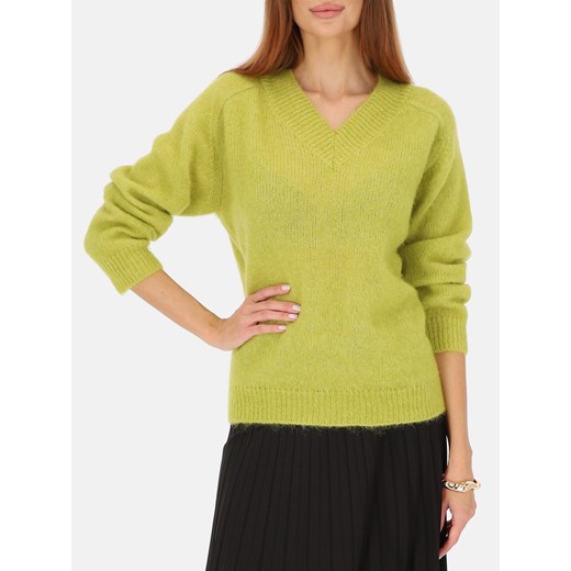 Zielony sweter z wełną z alpaki i wełną merino L'AF Mela 38 Eye For Fashion