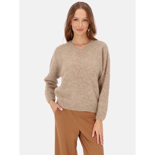 Beżowy sweter z wełną z alpaki i wełną merino L'AF Mela 36 Eye For Fashion