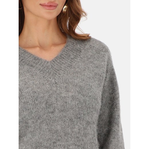 Szary sweter z wełną z alpaki i wełną merino L'AF Mela ze sklepu Eye For Fashion w kategorii Swetry damskie - zdjęcie 187195950