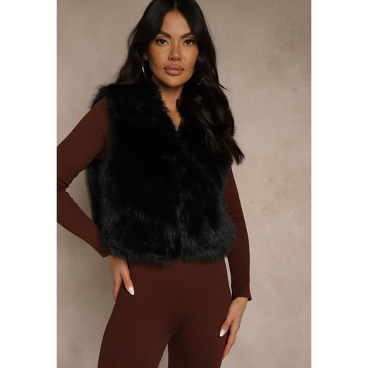 Czarna Futerkowa Kamizelka z Kołnierzem i Kieszeniami Nenessa - id: V1236-38-BLACK - marki Renee - 187196203 Czarna Futerkowa Kamizelka z Kołnierzem i Kieszeniami Nenessa ze sklepu renee.pl w kategorii Kamizelki damskie - zdjęcie 187196203