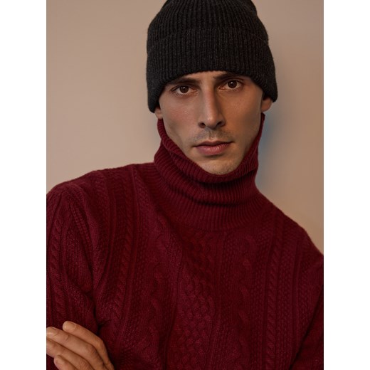 Reserved - Wełniana czapka z kaszmirem - ciemnoszary Reserved ONE SIZE Reserved