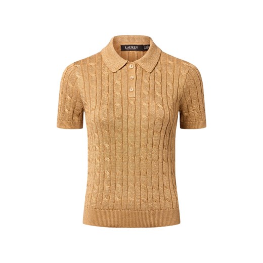 Lauren Ralph Lauren Damska koszulka z dzianiny Kobiety dzianina grubo tkana złoty jednolity ze sklepu vangraaf w kategorii Swetry damskie - zdjęcie 187197911