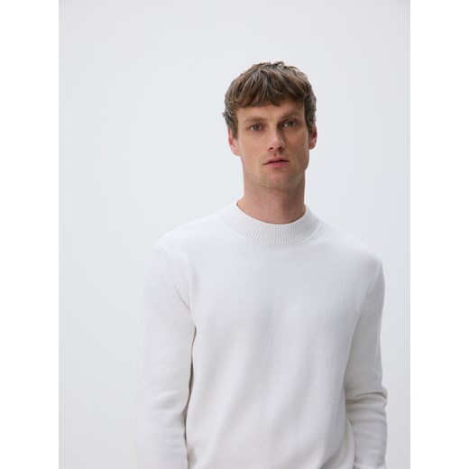 Reserved - Bawełniany półgolf - biały ze sklepu Reserved w kategorii Bluzy męskie - zdjęcie 187198113