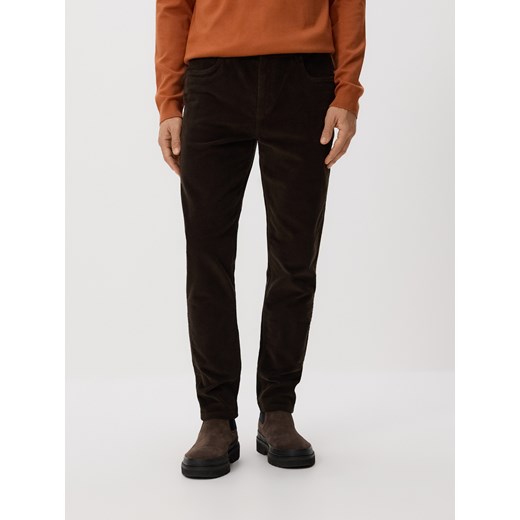 Reserved - Sztruksowe spodnie slim - ciemnobrązowy ze sklepu Reserved w kategorii Spodnie męskie - zdjęcie 187198312