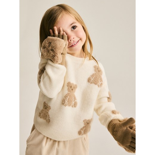 Reserved - Sweter z misiem - złamana biel - id: 780FH-01X - marki Reserved - 187198392 Reserved - Sweter z misiem - złamana biel ze sklepu Reserved w kategorii Swetry dziewczęce - zdjęcie 187198392