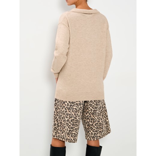 Sinsay - Sweter z kołnierzykiem - beżowy Sinsay XL Sinsay