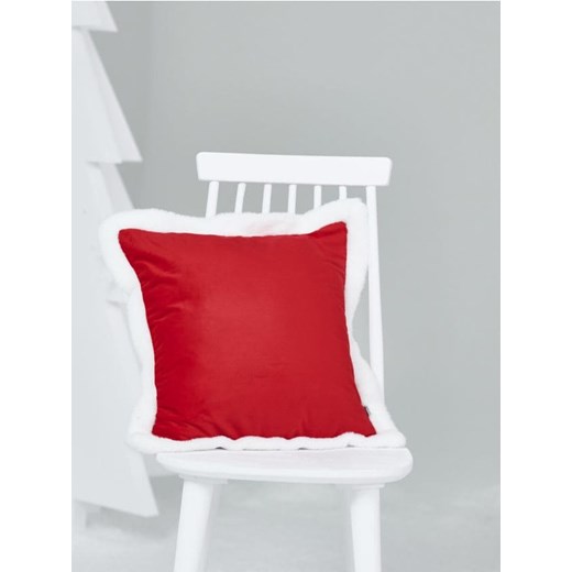 Sinsay - Poszewka na poduszkę z futrzanym wykończeniem - czerwony ze sklepu Sinsay w kategorii Poszewki na poduszki - zdjęcie 187200292