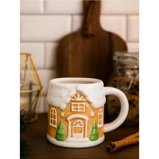 Sinsay - Świąteczny kubek z motywem domku piernikowego - beżowy ze sklepu Sinsay w kategorii Kubki - zdjęcie 187200304