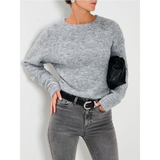 Sinsay - Sweter z długim rękawem - szary - id: 909HK-09M - marki Sinsay - 187200431 Sinsay - Sweter z długim rękawem - szary ze sklepu Sinsay w kategorii Swetry damskie - zdjęcie 187200431