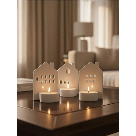 Sinsay - Świecznik w kształcie kamieniczek - biały ze sklepu Sinsay w kategorii Świeczniki - zdjęcie 187200434