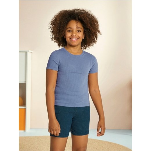 Sinsay - Koszulka z prążkowanej dzianiny - szary ze sklepu Sinsay w kategorii Bluzki dziewczęce - zdjęcie 187200460