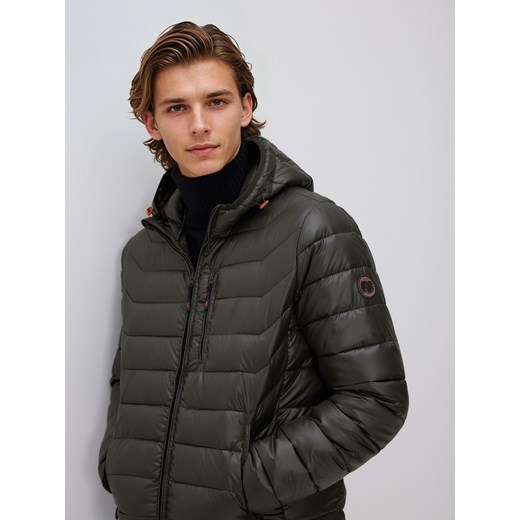 Reserved - Pikowana kurtka z kapturem - ciemnozielony ze sklepu Reserved w kategorii Kurtki męskie - zdjęcie 187202651